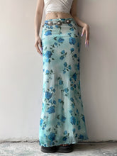 Vintage Floral Print Mesh Long Skirt with Bow - Retro Y2K Aesthetic - - Polyester Blend - Knit Fabric - Seasonal All Year Round - Exclusive Collection